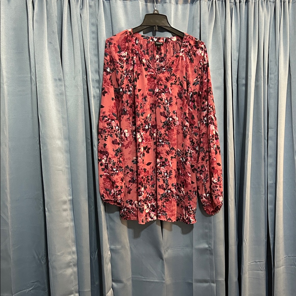 Torrid Red and Pink Floral Top